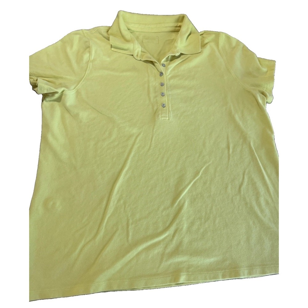 St. John's Bay Yellow Lime Polo Shirt Womens Plus Short Sleeve Stretch Cotton